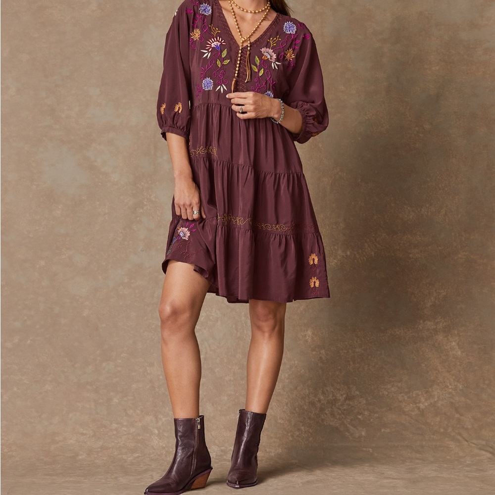 Johnny Was "Toni Dolman Tiered Silk Dress. New with tags.